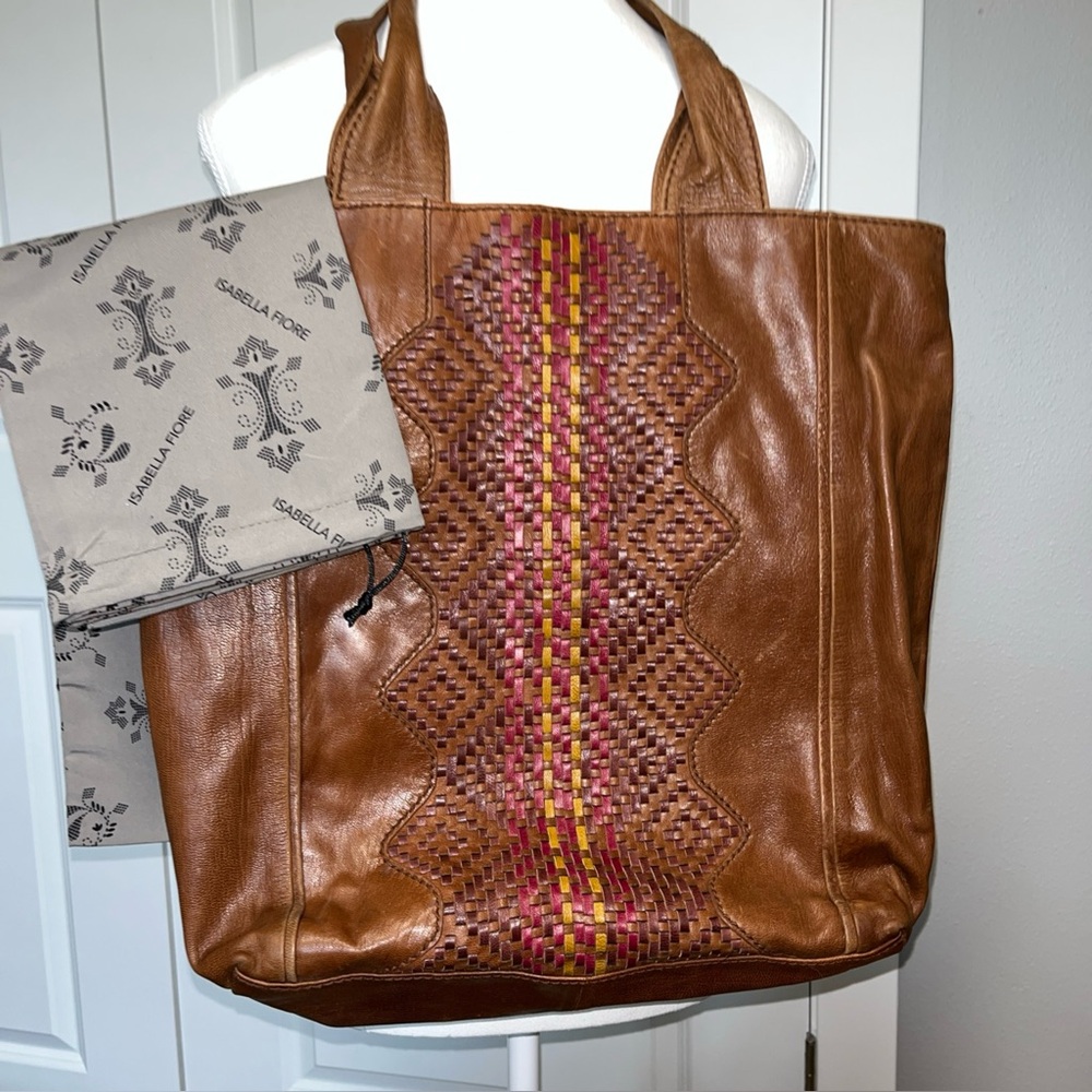 ISABELLA FIORE BROWN soft leather purse vintage original dustbag basketweave 90s